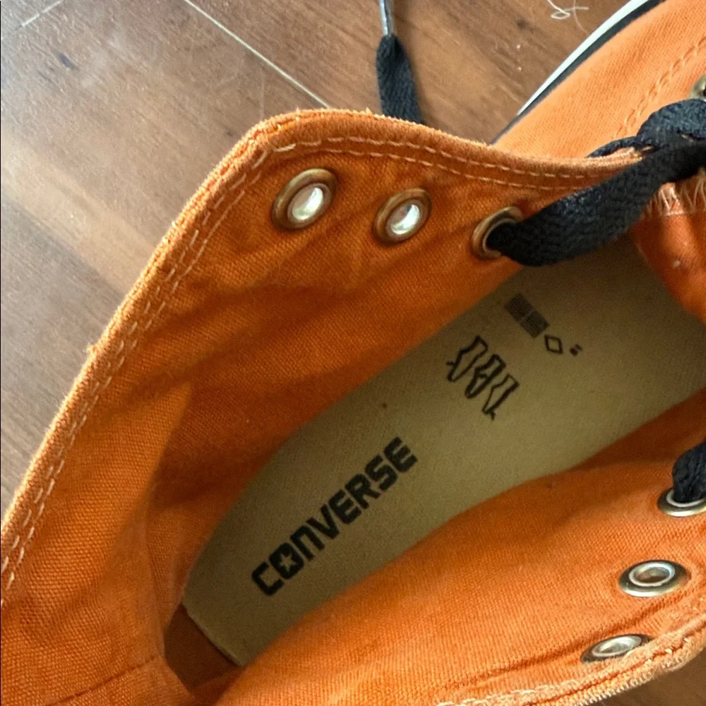 Converse High Top Sneakers Orange with Black Laces - Picture 5 of 6